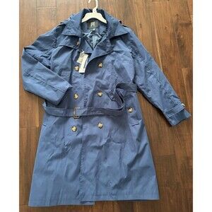 Women's Trench Coat Double Breasted Classic blue Overcoat Belted- CREATMO US